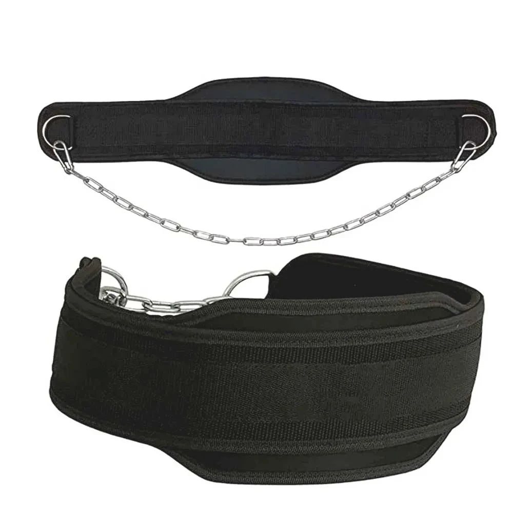 Weight Lifting Dip Belt | Neoprene Back Support – Chain Included
