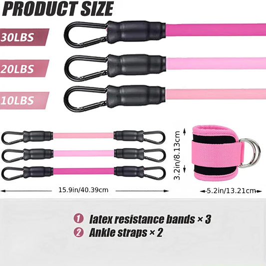 Resistance Band Set with Ankle Straps | Home Workout Kit