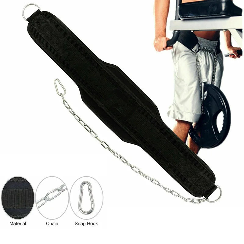 Weight Lifting Dip Belt | Neoprene Back Support – Chain Included